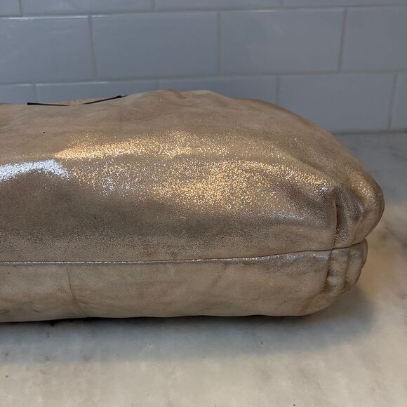 Coach Poppy Daisy Signature Logo Metallic Leather XL Tote Shoulder Bag - Picture 7 of 15